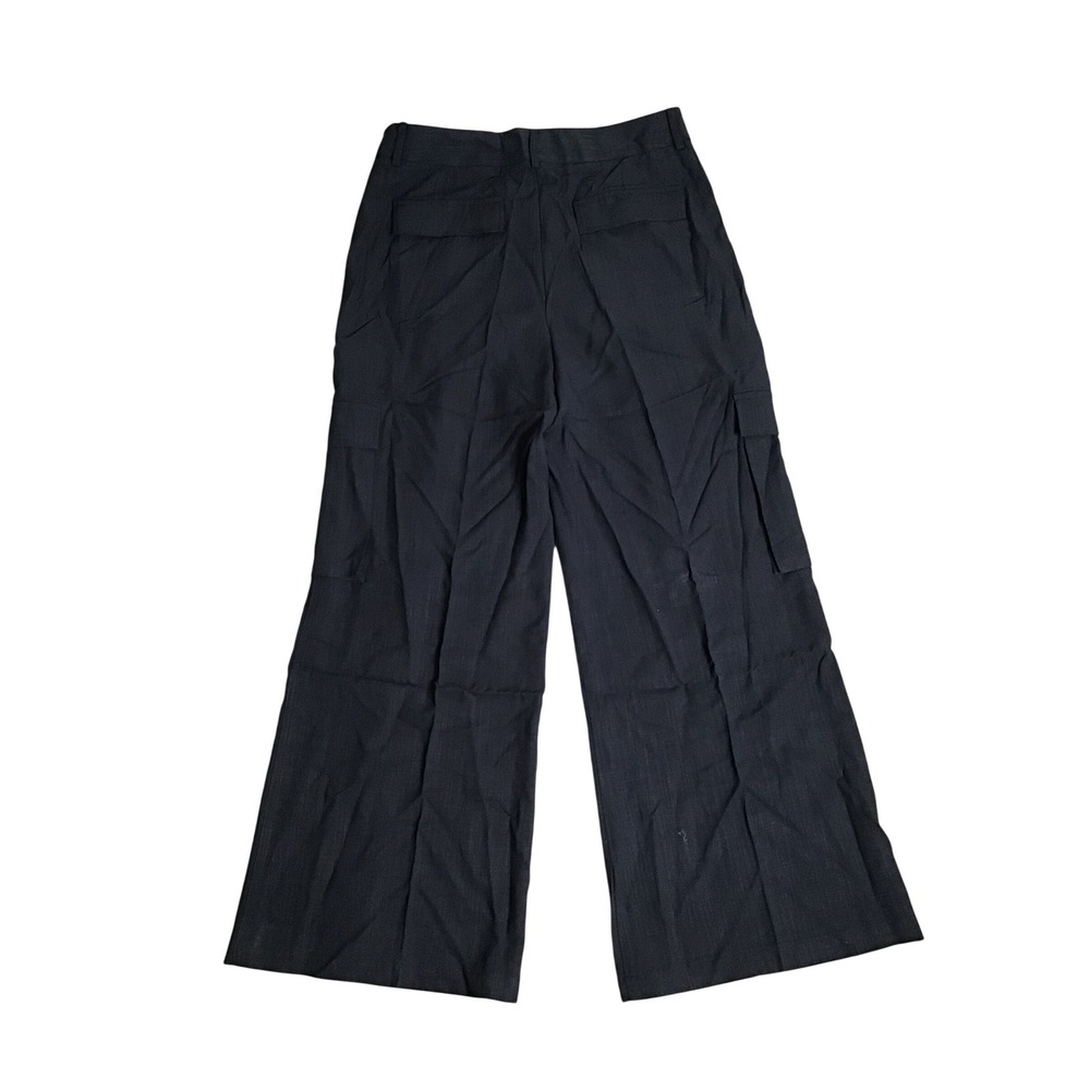 La Ligne Women's Navy Wide Leg Cargo Pockets Alba Pant Size 14 NWT - Picture 3 of 9